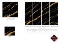 Marble Sheet Sticker PVC Self-Adhesive Waterproof Oilproof Tabletop and Kitchen Cabinet Wallpaper, Black/White with Golden Marble Texture, 0.18mm Thickness. 