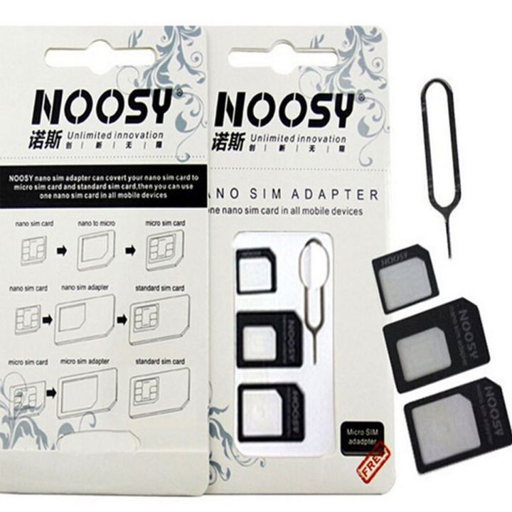 Noosy 4 in 1 Sim Card Adapter Kits with Nano Sim Adapter and Micro Sim Adapter with Ejector Pin Key | Buy 1 Get 1 Free |Abbasi accessories Zone