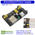Solderless Breadboard Power Supply Module 3.3V/5V For Arduino and Bread Board Projects MB102 by Electrica. 
