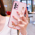 For Samsung Galaxy A72 Back Cover with Love Heart Chain Wrist Strap Fashion Bracelet Shiny Plating Bumper Protective Case Silicone Shockproof Mobile Phone Cases. 