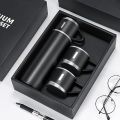 Stainless Steel Coffee Thermos Vacuum Flask Set, Insulated Water Bottle with Three Cup for Hot and Cold Drinks. 