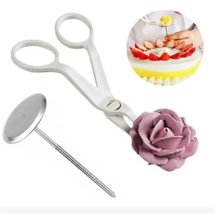 2Pcs Piping Flower Scissors Nail Safety Rose Decor Lifter Fondant Cake ...