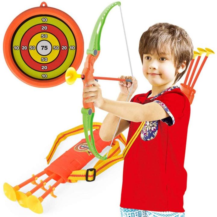 Kids Bow and Arrow Set Archery Toys with Suction Cups Arrow Target and Quiver Outdoor Toys for Toddler and Children