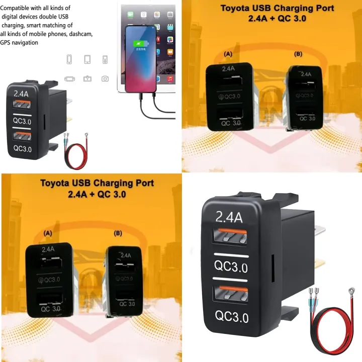 "Universal%20In-Dash%20USB%20Car%20Charger%20Socket%20for%20Toyota%20%E2%80%93%20QC%203.0%20+%202.4A%20Dual%20Port%20Fast%20Charging%20Adapter%20%7C%20Dashboard%20Power%20Outlet%20for%20Mobile%20&%20GPS%20Devices%20(1%20Pc)"%20-%20Image%203