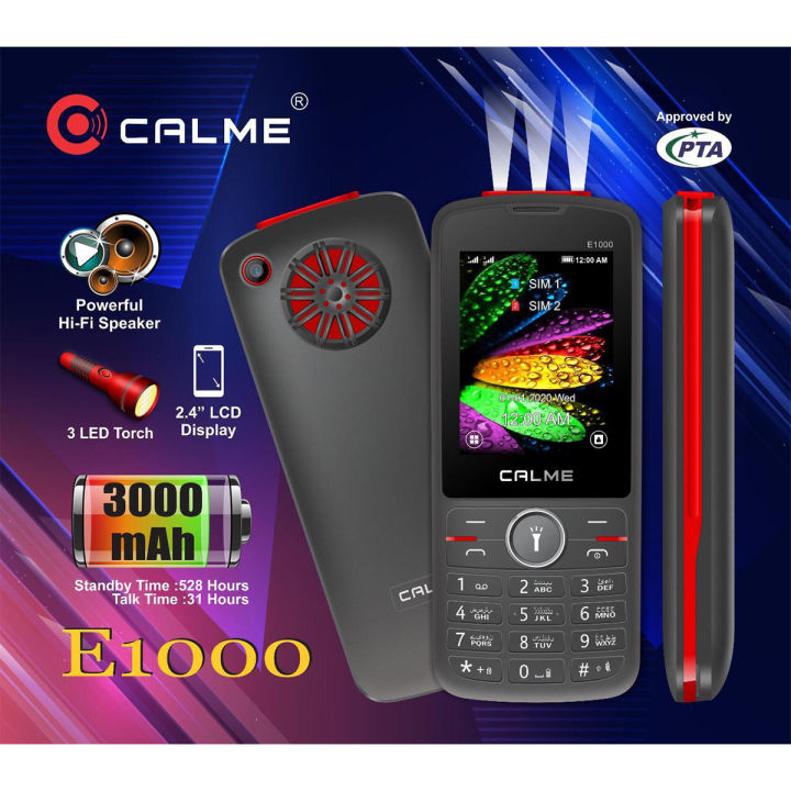 CALME E1000 - 2.4 Inch - 3000mAh Battery - Dual Sim - Any Colour