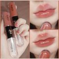 2 in1 Mirror Glossy Lipstick Women Girls Non-Fading Long Lasting Transparent Double Headed Lip Gloss Moisturizing Makeup. 
