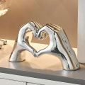 Heart Hand Model Romantic Heart Gesture Resin Statue for Home Office Wedding Decor Heart-shaped Gesture Statue. 