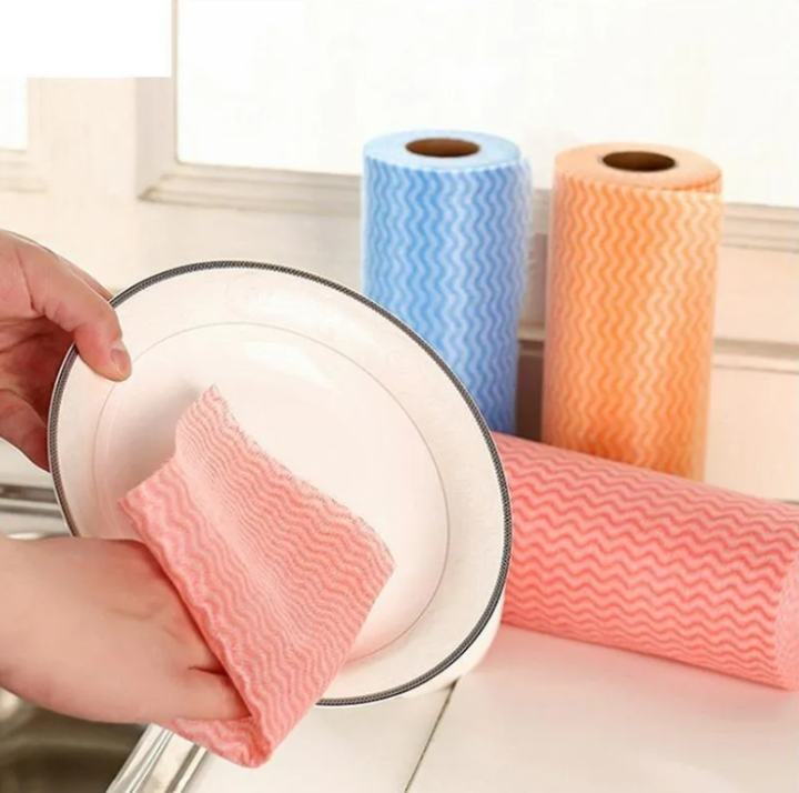 Kitchen Gadgets Kitchen Roll Tissue roll reusable towel wipes paper Towels tissues rolls for cleaning and kitchen sarface floor also used food packing Washable cloth Non Woven for Home & Kitchen(1Rollx50pcs)