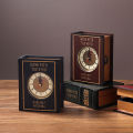 Decorative Book Storage Box Vintage Style Book Storage Box with Clock Large Capacity Decorative Organizer for Home Office Desktop Realistic Fake Book Stack Design Book Lover Gift. 