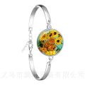 Starry Night Bracelet Van Gogh Art Picture 18mm Glass Cabochon Silver Plated Chain Bangle Classic Jewelry For Women Charm. 