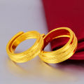 ZQ Vietnam placer gold frosted ring for couples ethnic style retro exquisite adjustable opening accessories. 