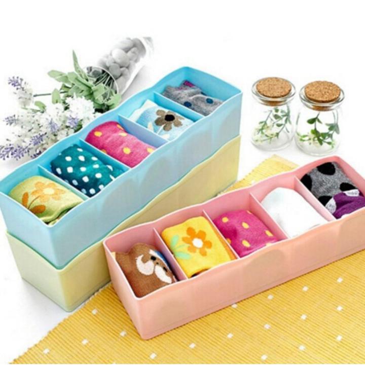 1 pcs 5 Grid Multipurpose Divider Storage Box Underwear Jewelry Socks Ties Storage Box Cosmetic Desktop household Storage Boxes