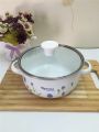 Reoona 1L 1.5L 2L Stainless Steel Kitchen Mixing Food Storage Bowls Cooking Tools Enamel Casserole Pots Set Mini Kitchen Utensil With Glass Cover 3 Pcs. 