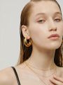 Earings for girls stylish -Thick Tri  hoop Tube Gold Color Hoops Earrings elegant  for party wear. 
