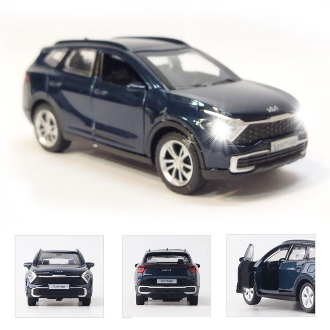 KIA Motor Car SPORTAGE Mini Diecast 1:36 Scale Miniature Display Toy With Lights and Sound - Car Size 4 inches - Blue