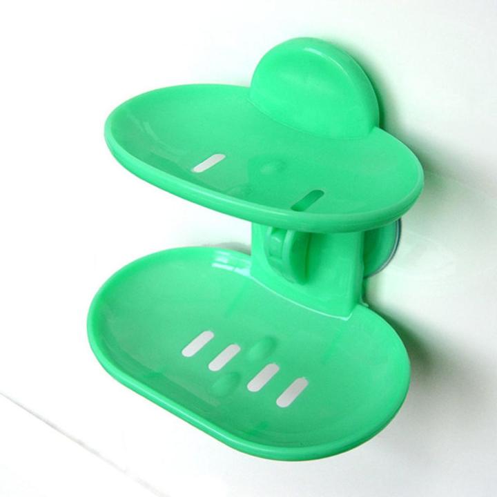 Fashion dual-strong suction cup soap box soap dishes bunk water bath basket soap holder Soap Dish Plate Holder Kitchen Bathroom
