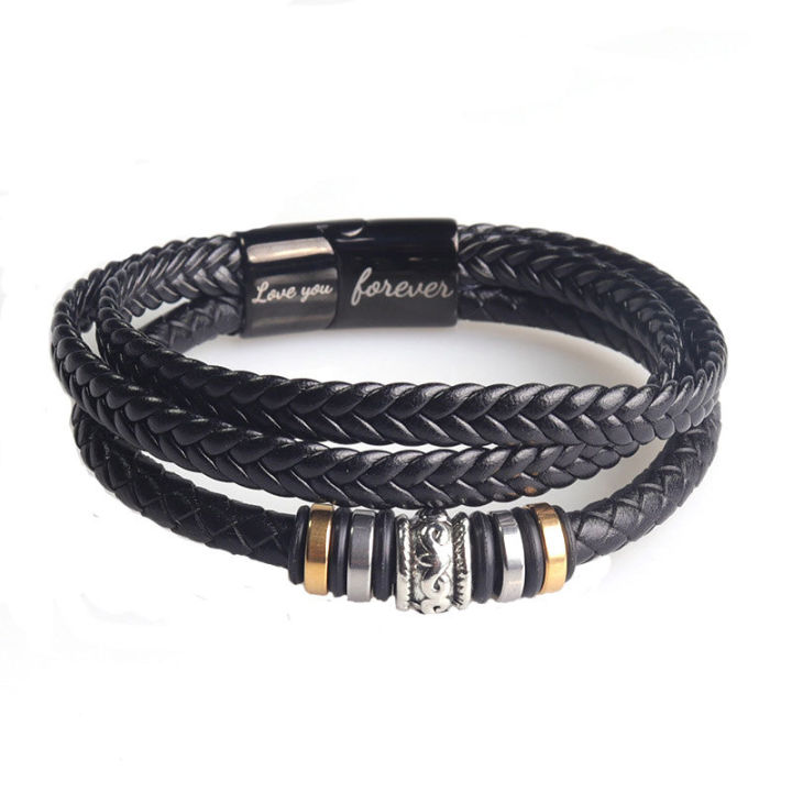 Cross-Border%20Foreign%20Trade%20Ethnic%20Style%20Jewelry%20Stainless%20Steel%20Bracelet%20Men's%20Multi-Layer%20Woven%20Leather%20String%20Titanium%20Steel%20Magnetic%20Snap%20Bracelet%20Wholesale%20-%20Image%205
