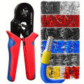 Ferrule Crimping Tool Kit Wire Ferrule Kit with 1200PCS Wire End Ferrules Crimper Plier Self-adjustable Ratchet Tool Set. 