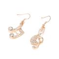 Fashion Women Music Note Treble Clef Rhinestone Dangle Hook Earring Jewelry. 
