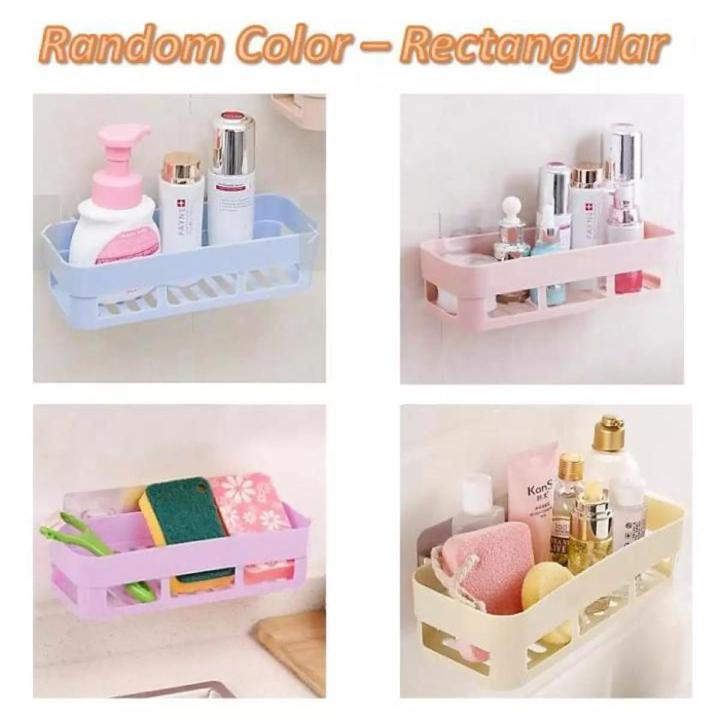 Bathroom Shelf Adhesive Rack Wall Storage (No Drilling)