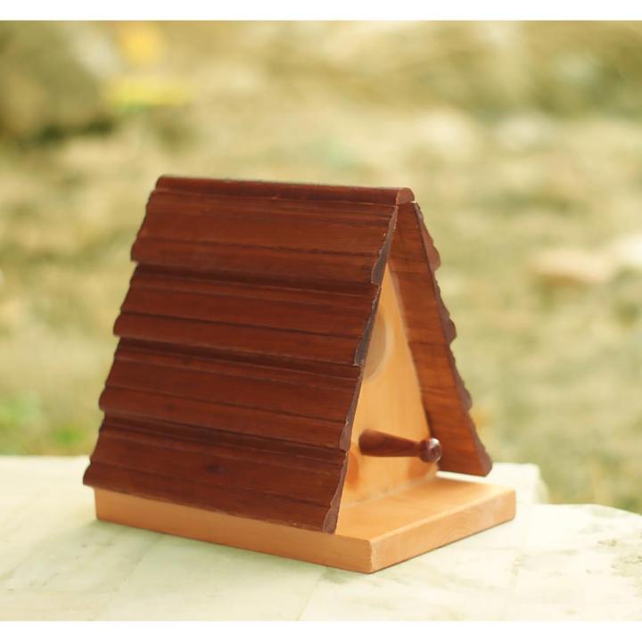 Wooden Bird House Wild Bird Wooden Feeder Hanging in the Garden Yard Small Wall Mounted Wooden Bird Feeder