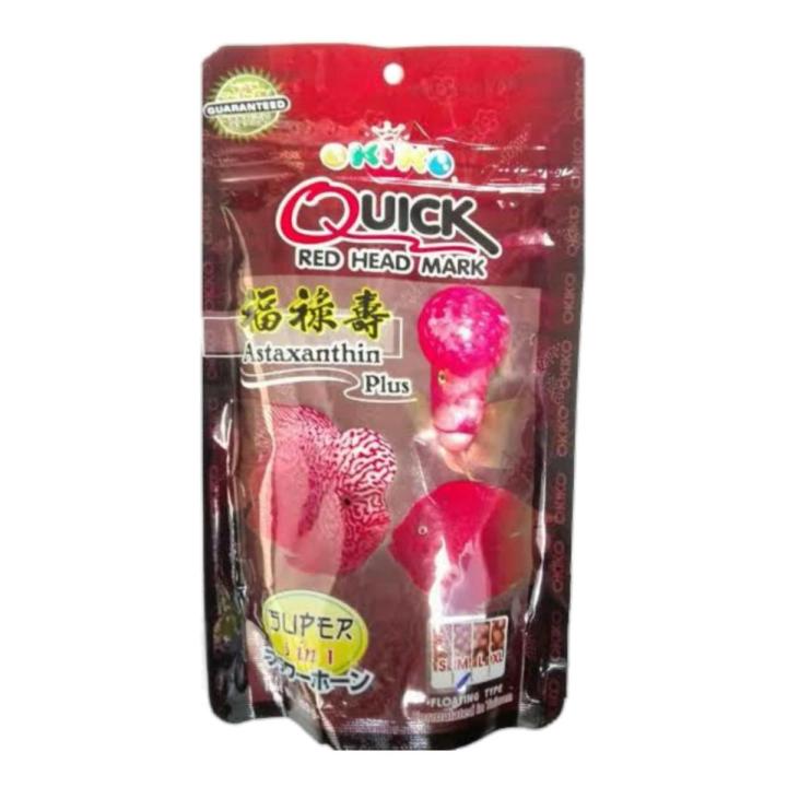 Okiko Quick Red Head Mark Flowerhorn Fish Food with Astaxanthin Plus 3 in 1 Flowerhorn Cichlid Fish Food