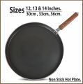 Hot Plate Non stick Tawa 30cm 33cm 36cm Hot Plate tawa 11 inches 12 inches 13 inches Non-Stick induction Tawa Cookware set Paratha Pan Baking Wooden Handle Long Usage Non Stick Tawa for Chapatti & Dossa Naan Bread Nonstick fry Pan Roti Tava. 