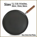 Hot Plate Non stick Tawa 30cm 33cm 36cm Hot Plate tawa Nonstick fry Pan Roti Tava Non-Stick induction Tawa Cookware set Paratha Pan Baking Wooden Handle Long Usage Non Stick Tawa for Chapatti & Dossa Naan Bread 11 inches 12 inches 13 inches. 