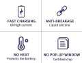 Universal 120W Liquid Silicon Fast Charging Data Cable Micro USB Type C 6mm Thickness for Samsung Redmi Oppo Realme OnePlus. 