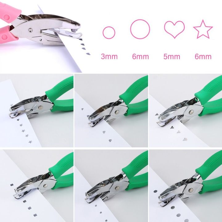 Paper Forming Cutter Metal Single Punch Pentagon/Triangle Heart Shape/Round/1 Piece Hole Punch Shape/Square Hole Punch Hole Embossing Device Machine AShines