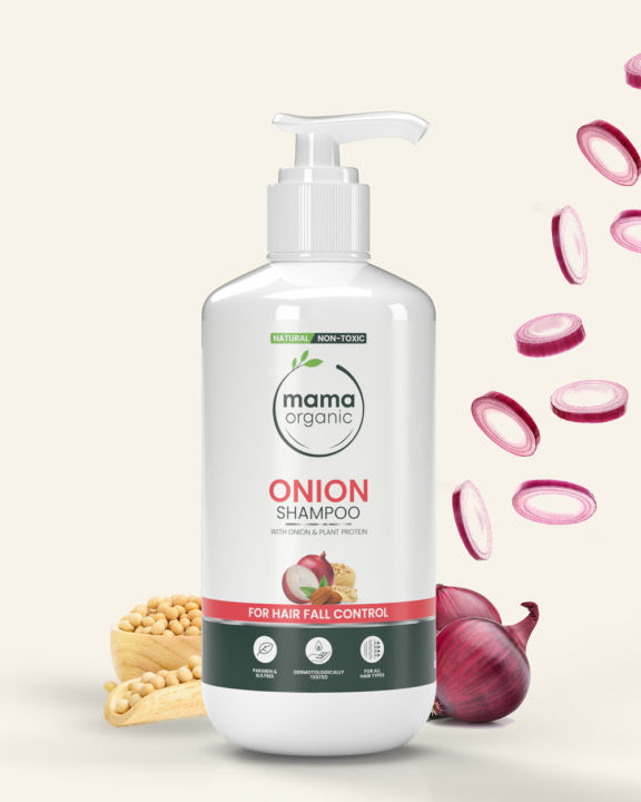 Mama Organic Onion Hair Shampoo For Hair Fall Control With Onion Extract & Keratin For Hair Growth with Condition Effect Anti Hair & control Loss |  promotes hair growth- 250ml
