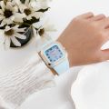 Rectangle Pointer Quartz Watch For Women Men Color Block Minimalist Arabic Numeral Wristwatch With Silicone Strap. 