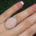 Women Shining Artificial Opal Stone Finger Ring Wedding Engagement Jewelry Gift. 