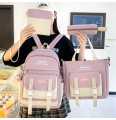 4pcs kawai Cute Aesthetic Backpack Set Large Kawaii Japanese Style College Laptop Bookbag Preppy Backpack. 