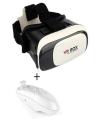 VR Box Version 2 3D Glasses with Remote Compatible with 4 to 6.5 Inch Smartphones, ABS Construction, Adjustable Lens for Comfort, White & Black. 