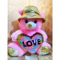(22 Inches) Sequince Heart Teddy Bear for Girls/ Kids | Hat and Heart Fluffy Teddy Bear Big Size for Girls Giant Teddy Hugable Bear for Girls. 