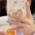 Korean Cute Sad Cat Griptok Bracket For iPhone 15 Korean Cartoon Lovely Kitty Phone Holder Ring Support Stand Grip Tok Gift. 