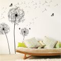 [zooyoo] Large Black Dandelion Flower Wall Stickers Home Decoration Living Room Bedroom Furniture Art Butterfly Murals. 
