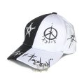New Black and White Graffiti Baseball Cap Color-Blocking Personality Men and Women Iron Ring Tide Hip-Hop Peaked Hat. 