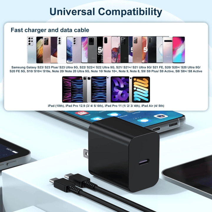 Original Samsung 45W Charger Super Fast Charging 2.0 Travel Adapter (PD 3.0 PPS Max) 25W TYPE-C Charger with USB TYPE-C to TYPE-C Cable for Samsung Galaxy S25 Ultra 24Ultra 23Ultra S22Ultra Tab S4,Tab S5E,Tab S6 Lite,Tab S7 Plus,Tab S8,Ultra,Note20 Ultra,