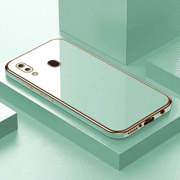 ZeroQiQi for Samsung Galaxy A20 A30 Back Cover Luxury 6D Plating Case Side Pattern Soft Silicone Square Phone Cases + Free Lanyard