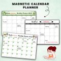 Magnetic Monthly Calendar for Refrigerator 30×21 cm (12×9 in) | Reusable Fridge Planner Board with Marker | Home Office Wall Organizer Schedule Planner. 