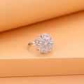 Elegant Crystal Flower Spinning Ring with Diamond Accents, Adjustable Size, Women's Fashion Jewelry. 