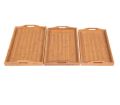 Solid Bamboo Wood Serving Tray, Tea Coffee Food Platter Tray Home Decoration (Set of 3). 