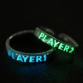 Luminous Ring for Couple Creative Glowing in the Dark Player 1 Player 2 Matching Gaming Ring for Women Men Valentine's Day Gift. 