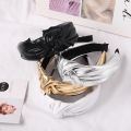 Pu Glossy Wide Fashion Boutique Hair Accessories Women's Retro Style Headband Knotted Holiday Wind Wide Side Hair Hoop Headwear. 