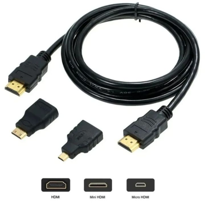 Hdmi Cable Kit 3 In 1 Hdmi Mini + Hdmi Micro 1,5mm Full 1080p