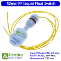 P45/ p52mm/ 90° Horizontal PP Liquid Water Level Float Switch for Water Level Sensing Water Tank Pool Liquid Level Sensor Controller by Electrica. 