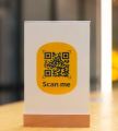 6 x 8 Inches QR Code Acrylic Sign Brochure Holder and Menu Stand with Wooden Base. 