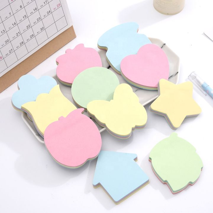 Cute Cartoon Animal & FruitShaped Sticky Notes + Mixed Color Heart
